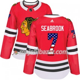 Dresovi Chicago Blackhawks Brent Seabrook 7 Adidas 2017-2018 Crvena USA Flag Fashion Authentic - Ženska